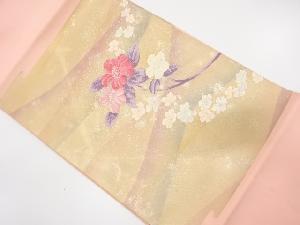 枝花模様織り出し　名古屋帯